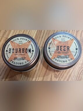 2 Four Points Trading Co.4 Oz Bourbon & Beer Scented Soy Aromatherapy Candles